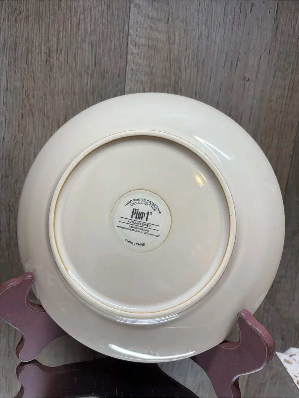 Pier 1 Autumn Leaves Salad Dessert Plates Set of 2 Hand Painted Stoneware